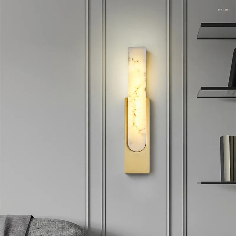 Muurlamp modern koper marmeren interieur rechthoek led slaapkamer decoratieve sconce woonkamer gangpad omgevingslicht trap