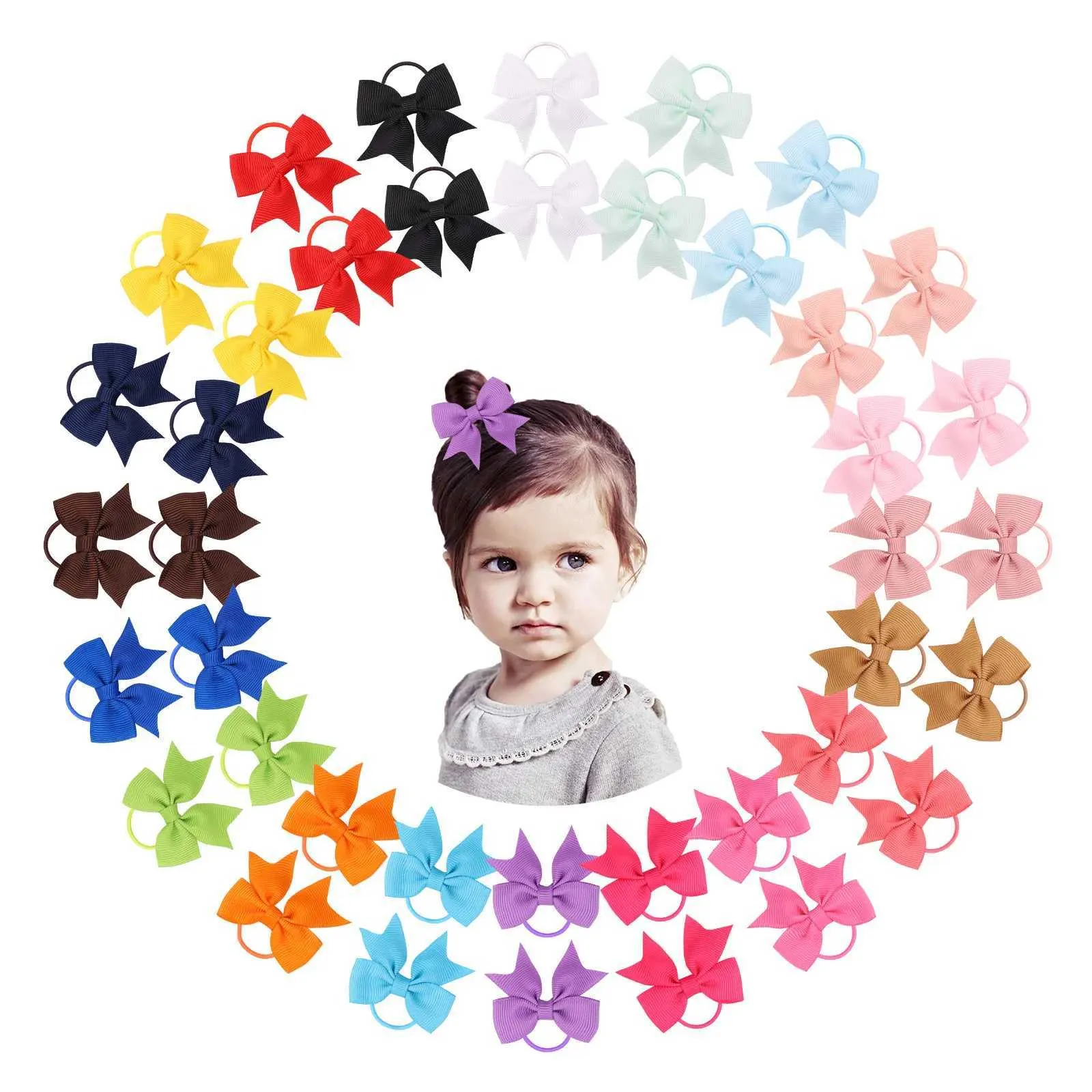 Accessoires de cheveux 20pcs / ensemble Bands de cheveux élastiques mignons pour filles bébé belles bandes de caoutchouc support de queue à cheveux n'entraîne des enfants accessoires pour les cheveux