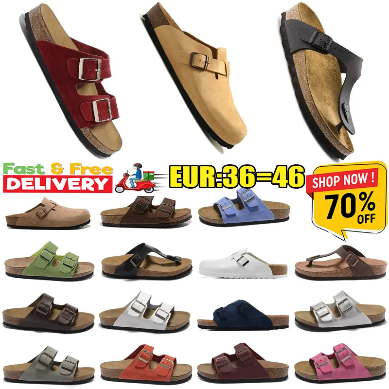 2024 Diseñador Slippers Sandals Sandals Sandals para hombres Sluyes para mujeres Blancos blancos de ante rosa de cuero Plataforma de hebilla de hebilla Falt Slides Eur 36-46