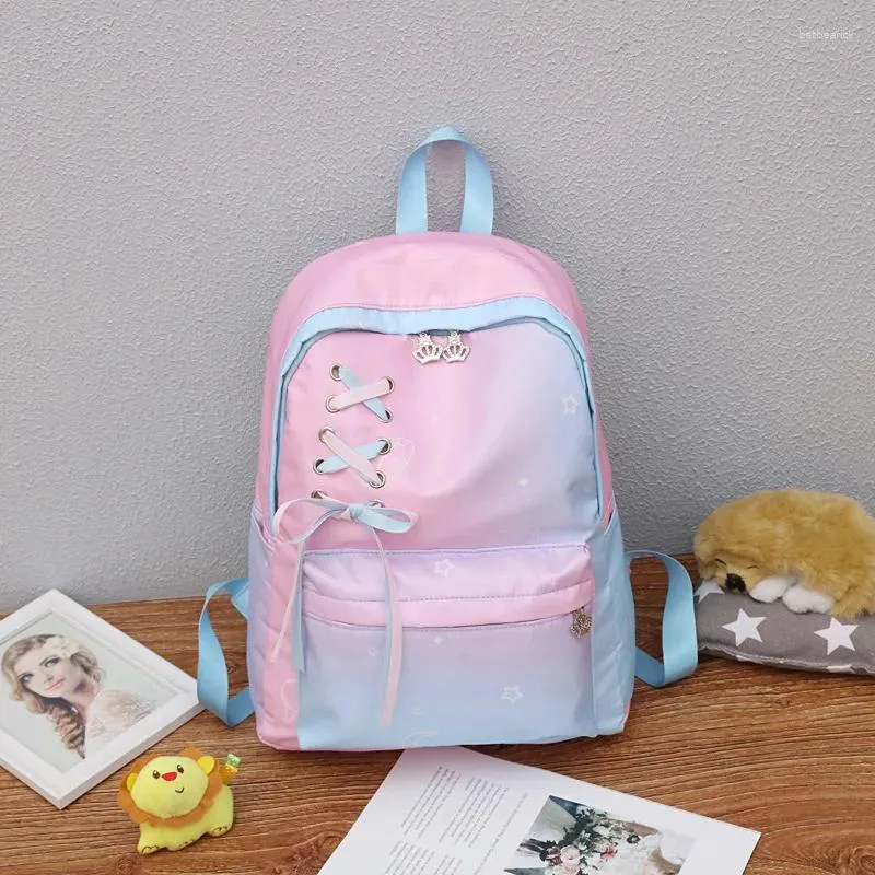 Sacs scolaires Japonais sac à école Couleur de dégradé mignon fille sac à dos coréen de style coréen de grande capacité Sac à manuel pour les étudiants