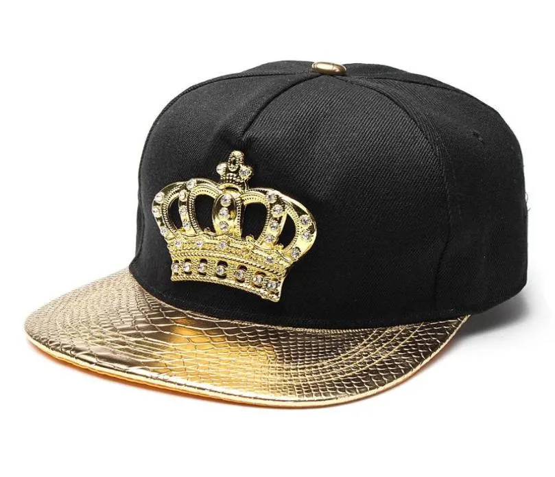 Ball Caps Mens Womens Snapback Hat King Król Baseball Regulowane Hip Hop Hats Black Summer Peaked Rhinestone Crystal Sun Cap4054445