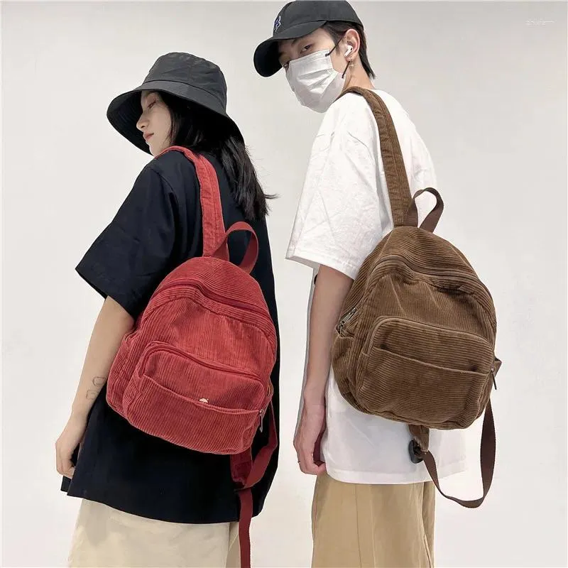 Torby szkolne japońskie plecak dla kobiet Corduroy School to koreańska wersja retro i minimalistyczna mini dla wysokich uczniów
