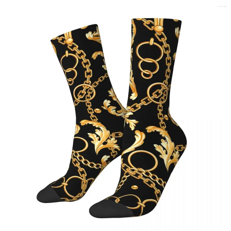 Chauques de chaussettes Gold Chains d'automne Baroque Style Stockings Lie-Souclage Dames High Quality Design Outdoor Sports Anti Sweat