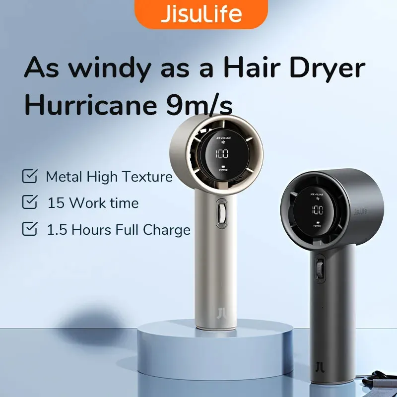 Jisulife przenośny wentylator dłoni 100 prędkości wiatru Mini -Bladeless Handheld Wentylator USB ładowne fanki osobiste wentylatory elektryczne rzęsy 240419
