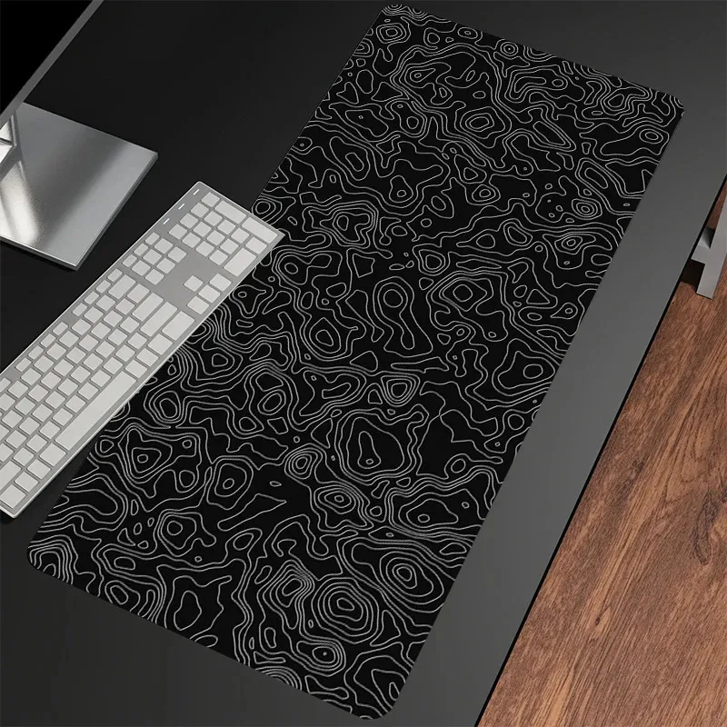 Pad mouse in bianco e nero Gaming MousePad Gamer Map tallone tastiera tastiera tastiera tastiera mousepads xxl 90x40cm per computer 240419