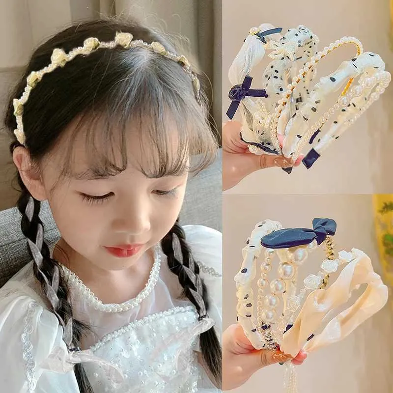 Accessori per capelli Nuovi bambini Cute Elegant Pearl Flower Bow Capone per capelli Girls Girl Cash Hoop Heads Cashs Kids Fashion Hair Accessori per capelli