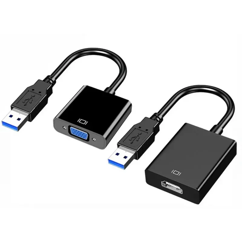 Adaptateur VGA USB TO VGA 1080p Carte vidéo externe Multi-Display pour ordinateur portable Projecteur de moniteur PC GAGNE 7/8/10