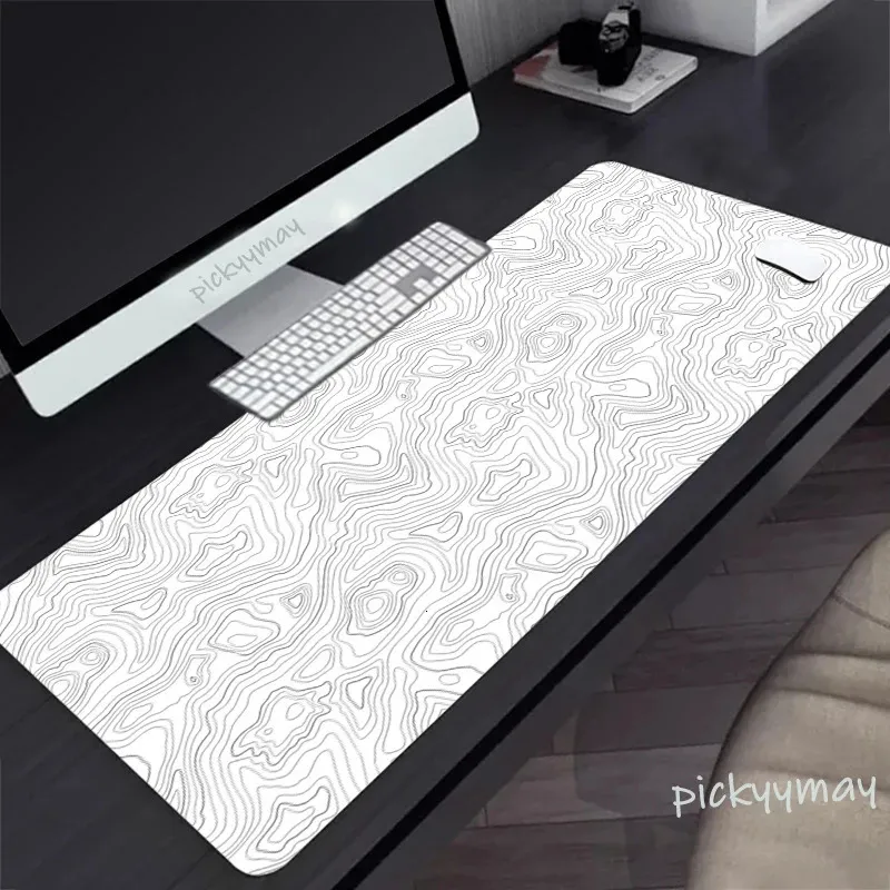 Zwart -wit grote muiskussen 100x50cm Computer Mousepad Company Gaming Mausepad Keyboard Mat Office Desk Mats Abstract Art 240419