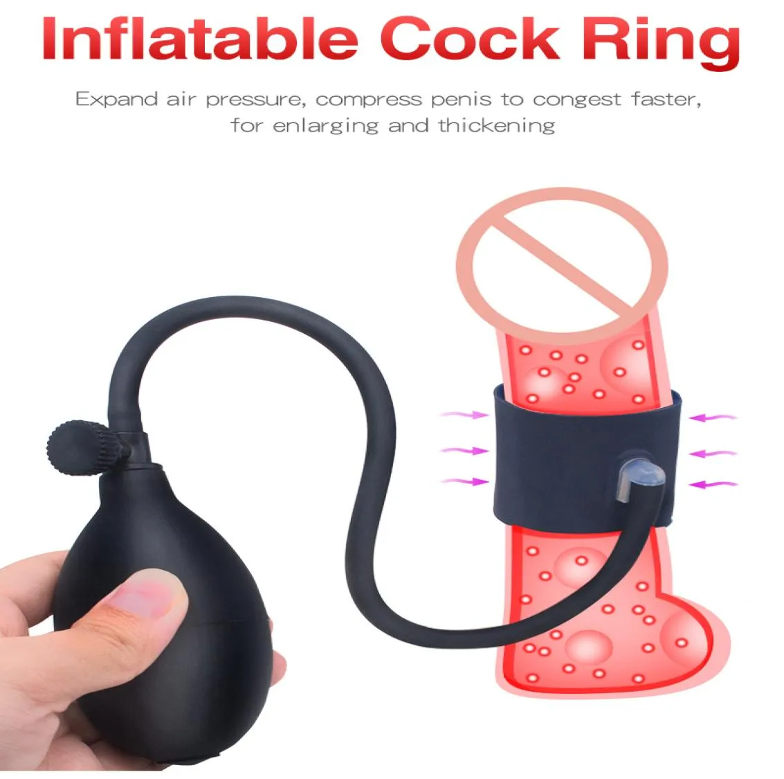 Inflatable Ring For Penis Sex Toys Extender Sleeve For Penis Extension Head Massager Sex Cock Ring Penis Exerciser Devices3084015