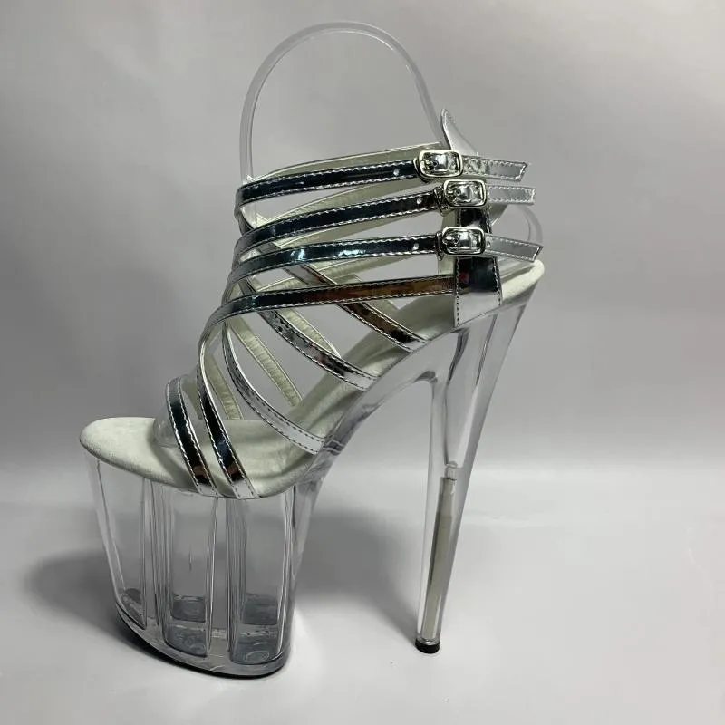 Scarpe da ballo stiletto da 20 cm tacchi alti croce club sexy club performance cristallo trasparente