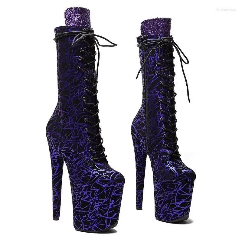 Dance Shoes Fashion Women 20CM/8inches PU Upper Plating Platform Sexy High Heels Boots Pole 258