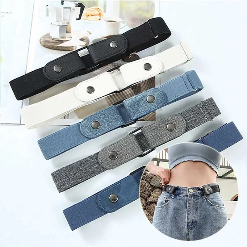 Belts Elastic Belt Without Buckle Cowboy Canvas Women Buckle Free Belt Ladies Jeans Pants Waist Belt Stretch No Buckle Invisible Belt