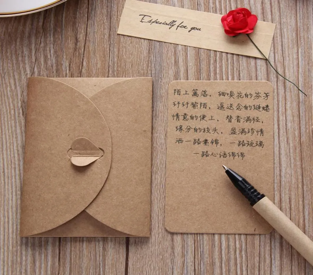 Cartão Retro Kraft Paper Greeting Creative Diy Handmade Flor Dried Birthday Dia dos Namorados Dia Universal Blessing Card Gifts VTKY21688963744