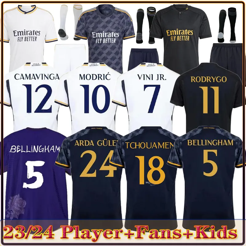 Bellingham Soccer Trikots Real Madrids 23 24 Fußballhemd Vini Jr Camavavinga Alaba Hazard Asensio Modric Marcelo Final Football Trikots Camiseta Men Kids Kit Kit