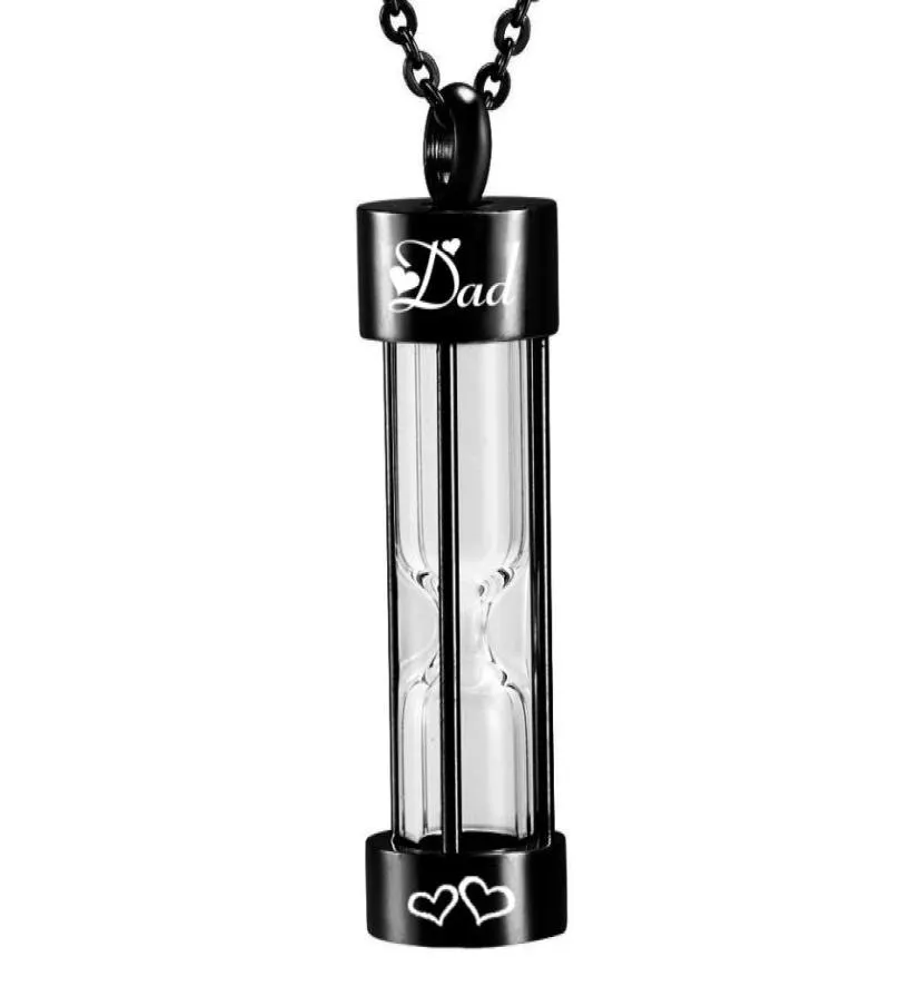 Personalisierte schwarze Hourglas Urne Pendellanieurwäsche Schmuck Urn Halsketten Gedenk Asche Halskette für Frauen Fill Kit Chain9326663