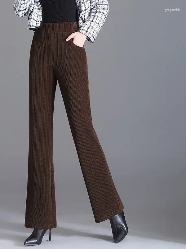 Calça feminina de pelúcia de pelúcia de veludo casual para mulheres moda quente outono calça de inverno cintura alta corresponde harém damas 2024 m92