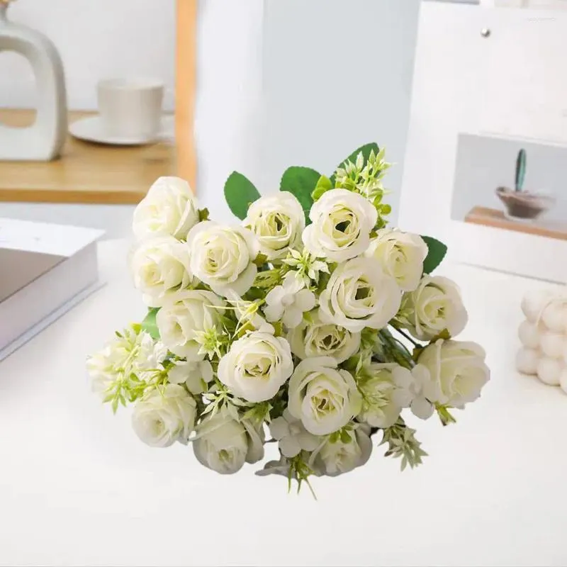Fleurs décoratives Style coréen artificiel Bouquet de rose exquis pour décoration de mariage à la maison 10 fourches simulation fleur