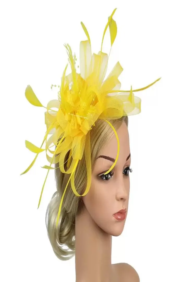 Chapéus de borda ardente Fedoras Feather Women Women Bowknot Day Acessório de Cabelo Banqueto Fascinador Banda da cabeça Presente Casamento Cocktail 3200171