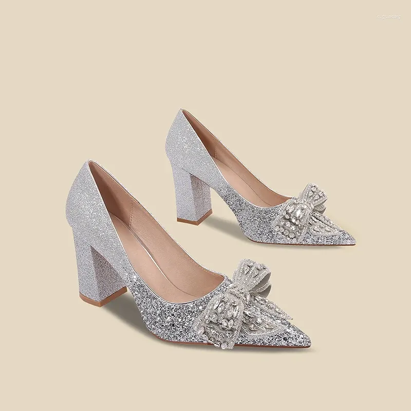 Womens Champagne-colored High-Heeled Dress Pumps with Sequined Cloth Upper  and Spike Heels from Dhgate Dress Shoes - price 95.27