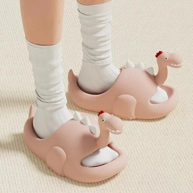 Slippers Dinosaur Women Summer Cute Fun Cartoon Couple Shoes Indoor Home Bathroom EVA Anti-skid Wearable Sandals