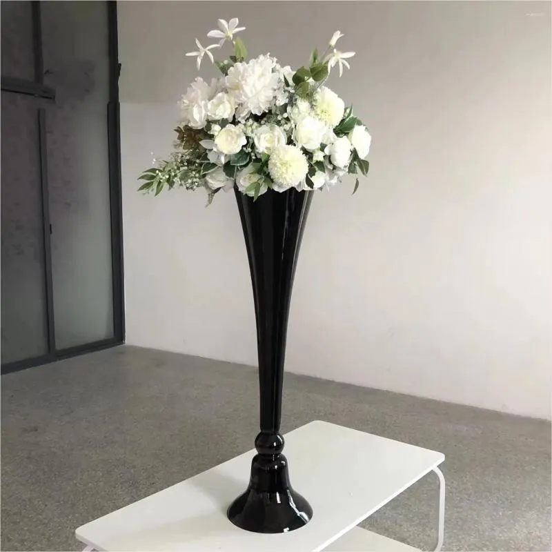 Party Decoration 10pcs)65cm/120cm) Custom 80cm -100cm Tall Black Metal Stemmed Vase For Wedding Table Centerpiece