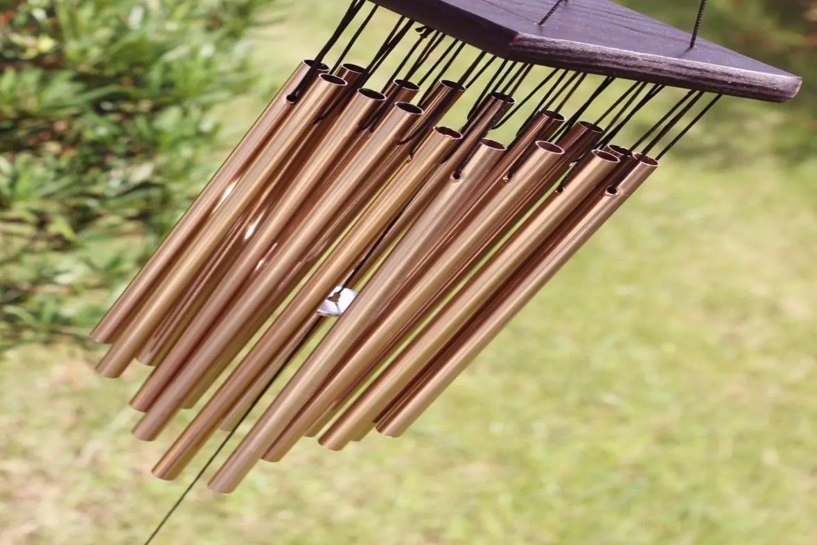 Sinos aeólicos de madeira e metal pendurados 16 tubos Wind Chimes Garden Garden Living Living Windchimes Decoração de Casa Decoração de Natal Y2009032042643