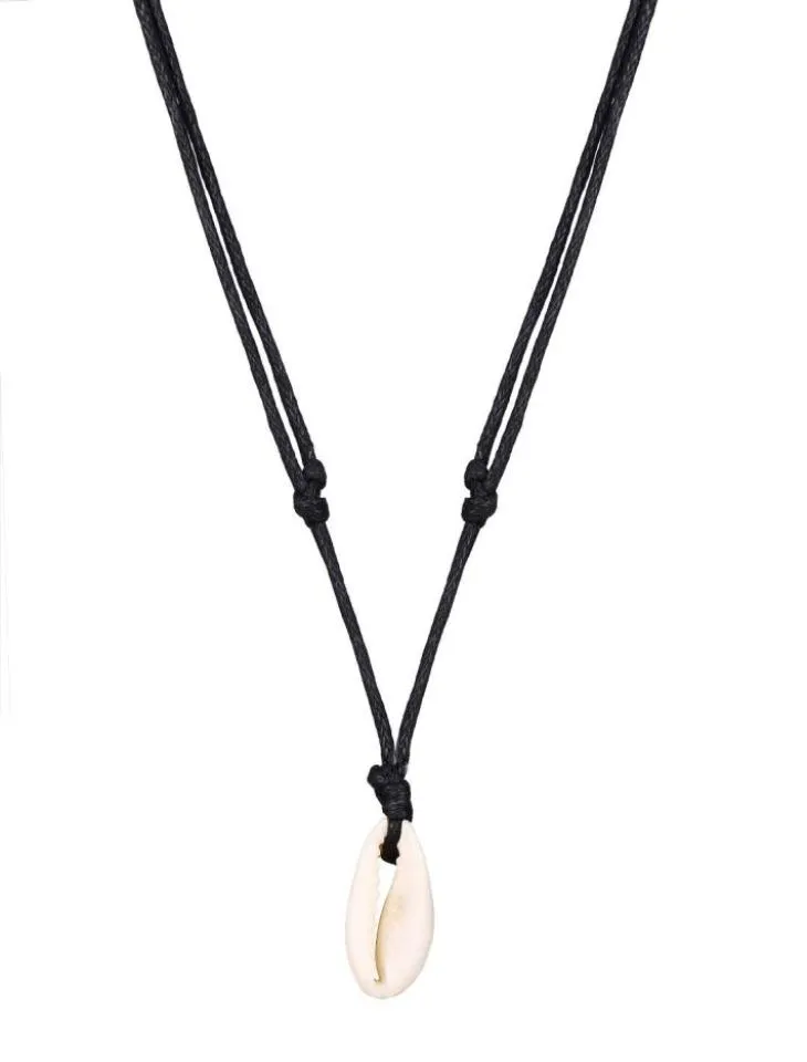 Poputton Mode Frauen natürliche Meeresschalen -Halskette Verstellbares schwarzes Seil Bohemian Choker Halskette Boho Sommer Beach Schmuck2166341