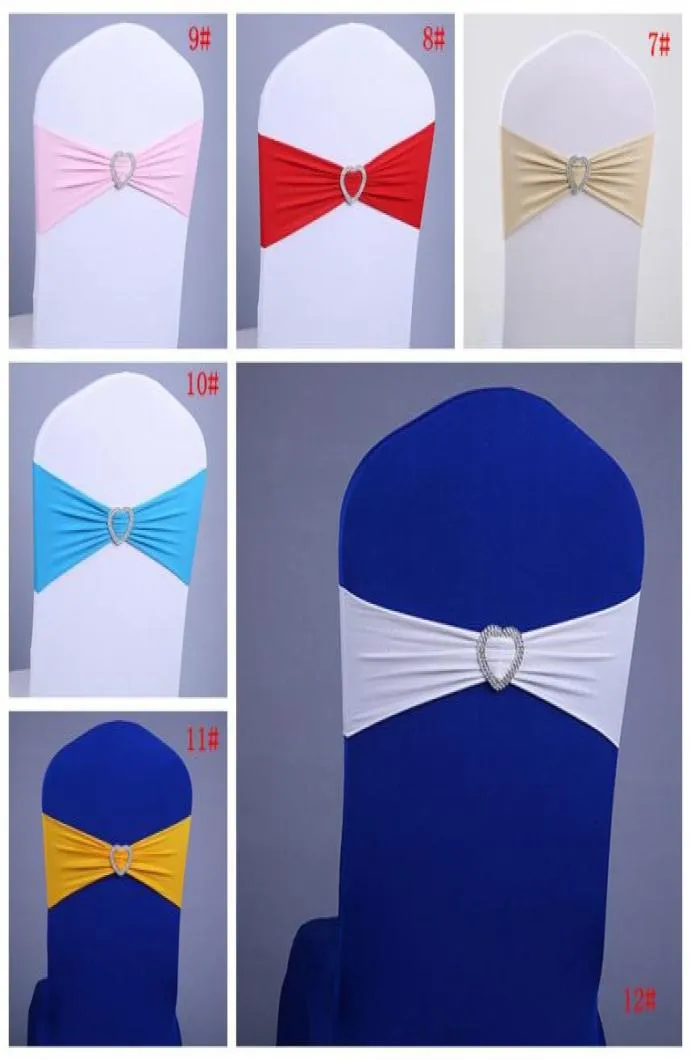 Spandex Elastic Wedding Chair Cover Sash Bands Wedding Birthday Party Elastic Chair Buckle Sash Decoration 17 Colors Available DBC8770059