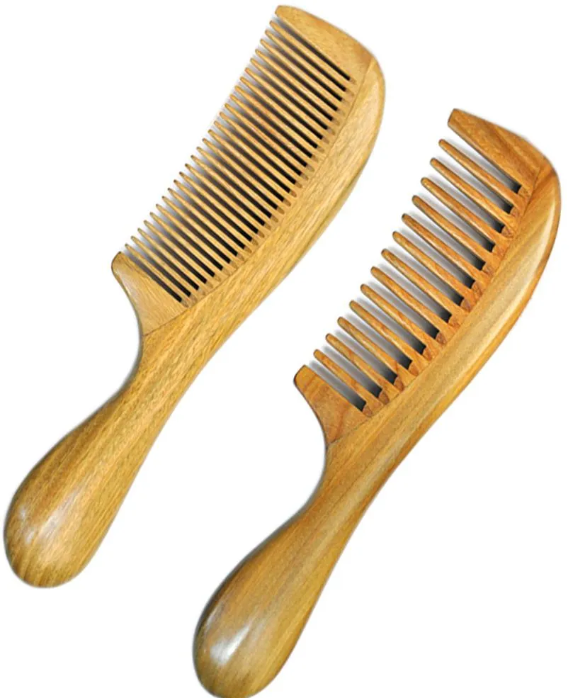 Peigne de cheveux pour démêler le peigne en bois à dents larges pour les cheveux bouclés sans peigne de bois de santal en bois naturel statique pour les femmes Men6367447