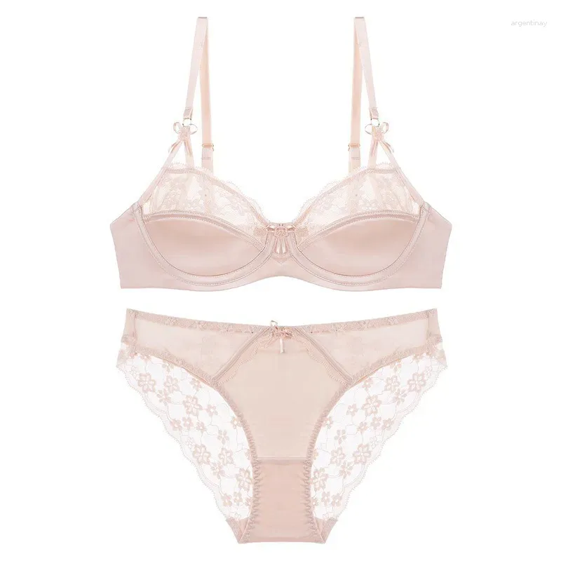 Bras sets sous-vêtements solides sexy français ensemble d'été de la dentelle rouge primordiale pour femmes intime le coton mince anti-soutien-gorge affaissement