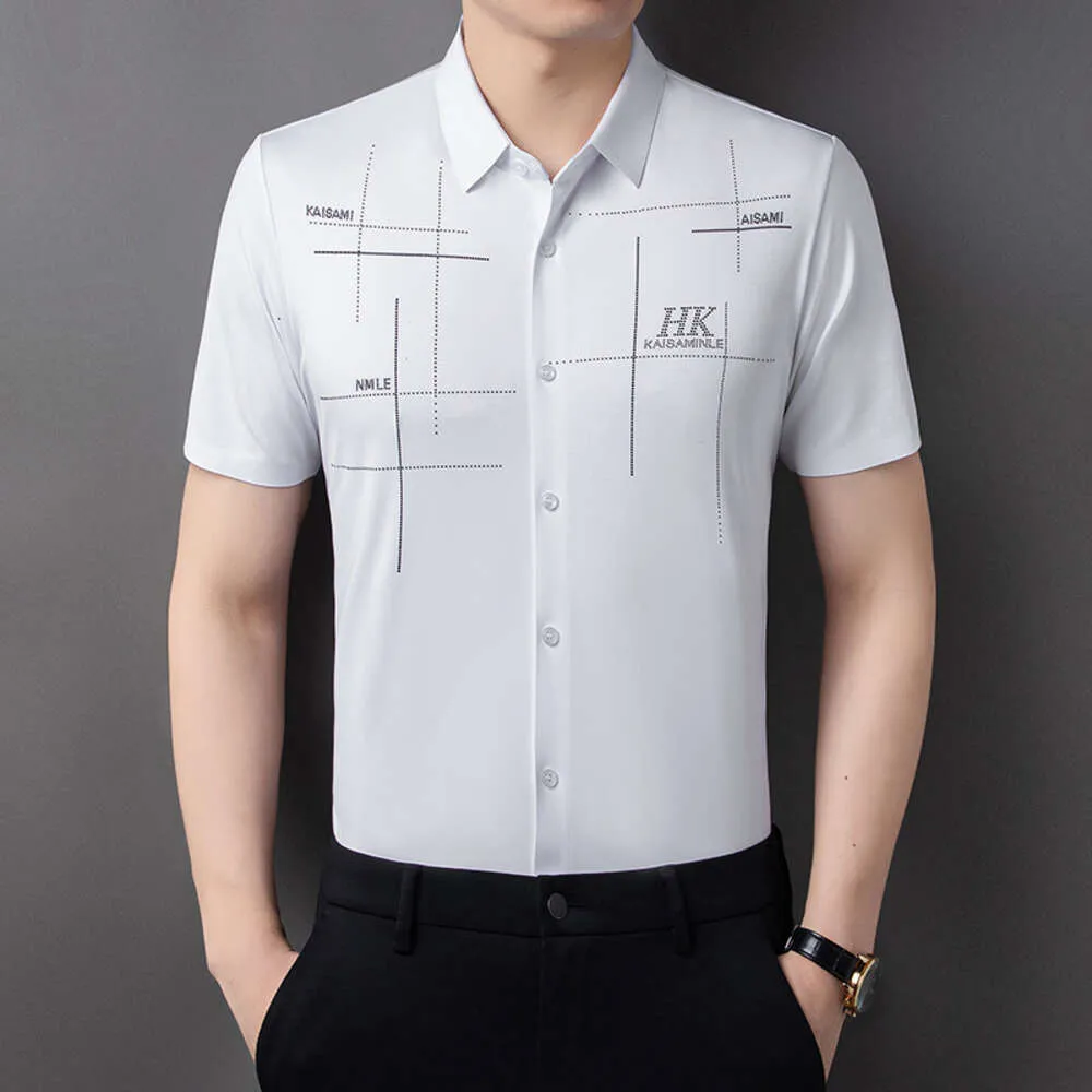 Seamless Basic Summer Versatile Printed Light Business Men's Short Sleeved Shirt