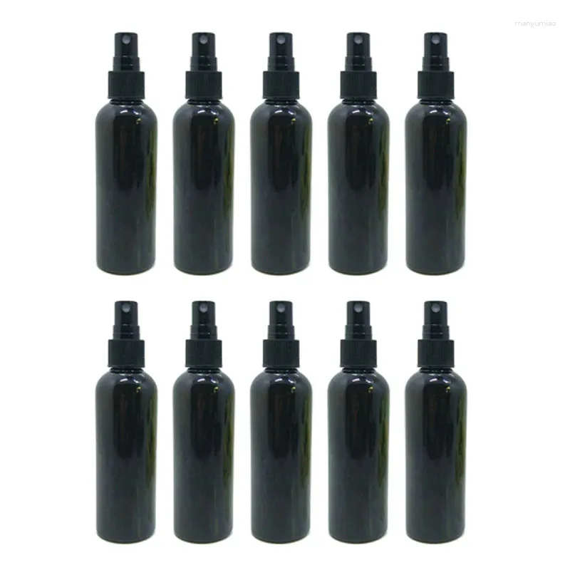 Lagringsflaskor 10st Black Pet Spray Bottle Travel Portable Refillable Parfym Aqueous Emulsion Liquid Make Up Container Atomizer 100 ml