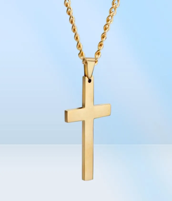 MIC Fashion alloy Glossy Cross charm Pendant Chain Necklace for Men Women 2224 Inches 4 colors 12pcs lots207f3778438