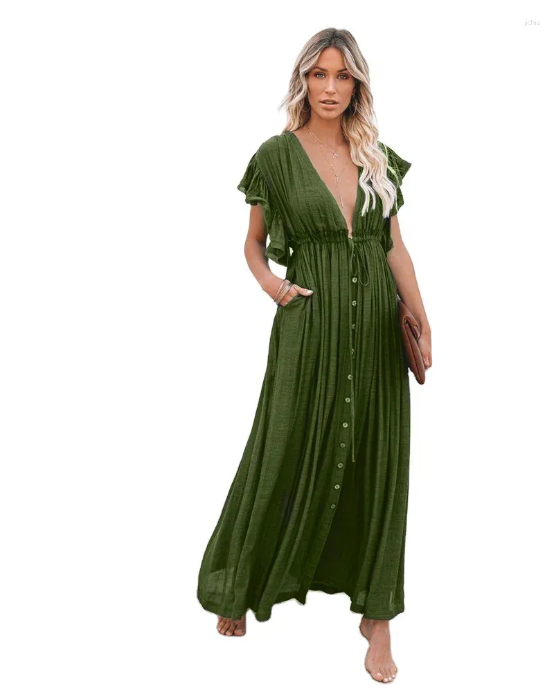 White Cover Up Dress, Flowy V Neck Maxi Beach Cover Up | DHgate