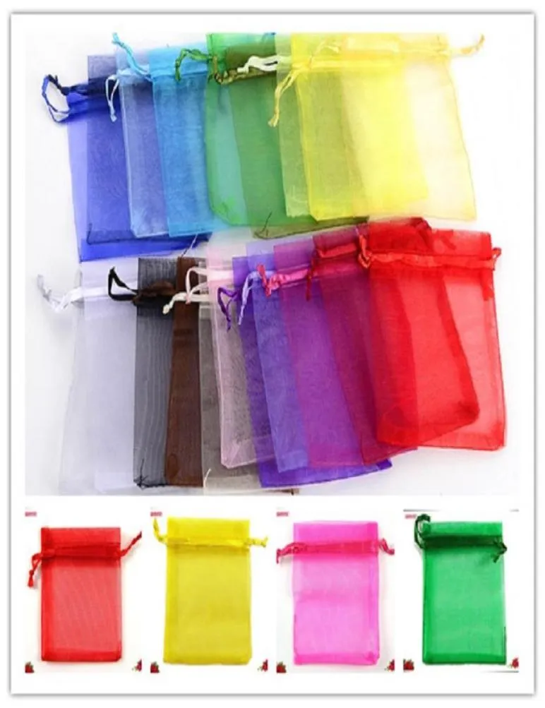 100pcs 7x9 cm organza Sheer Gaza Torby biżuterii Pakowanie worki do organzy torby na prezent ślubny Saszet Organza 5ZSH3125630032