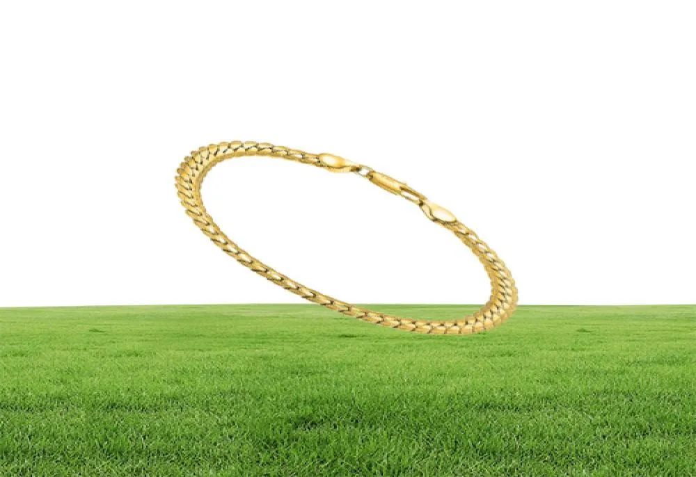 Yhamni Menwomen Gold armbanden met 18KSTAMP NIEUW Trendy Pure Gold Color 5mm brede unieke kettingarmband Luxe sieraden YS2428552223