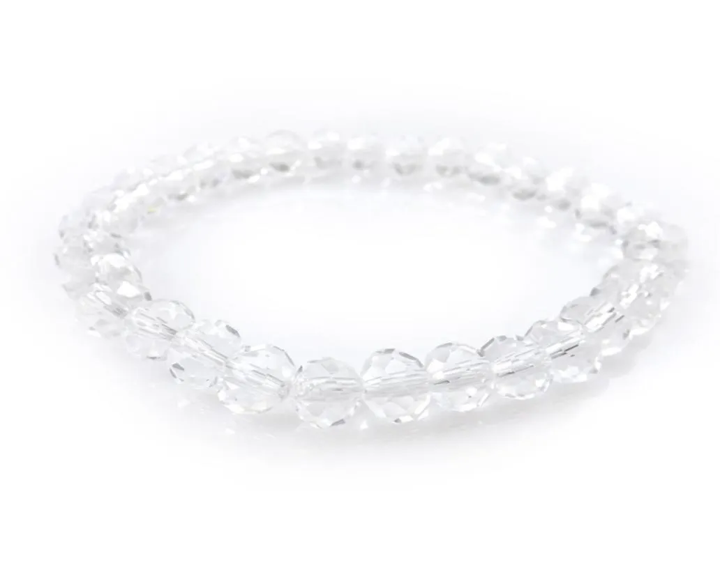 Transparent 8mm fasetterad kristallpärlband för kvinnor enkel stil stretchiga armband 20 st 2682240