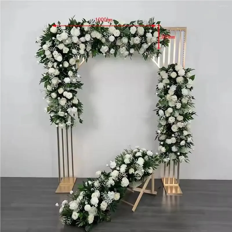 Design decorazione per feste che vende fiore artificiale rosa bianca floreale corridore navali centrotavola e tavolo