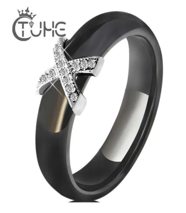 Czarne białe ceramiczne kobiety 039 s Pierścień z pierścieniami AAA Crystal 6 mm dla kobiet mężczyzn plus duży rozmiar 10 11 12 Biżuteria moda Boże Narodzenie 26316451608