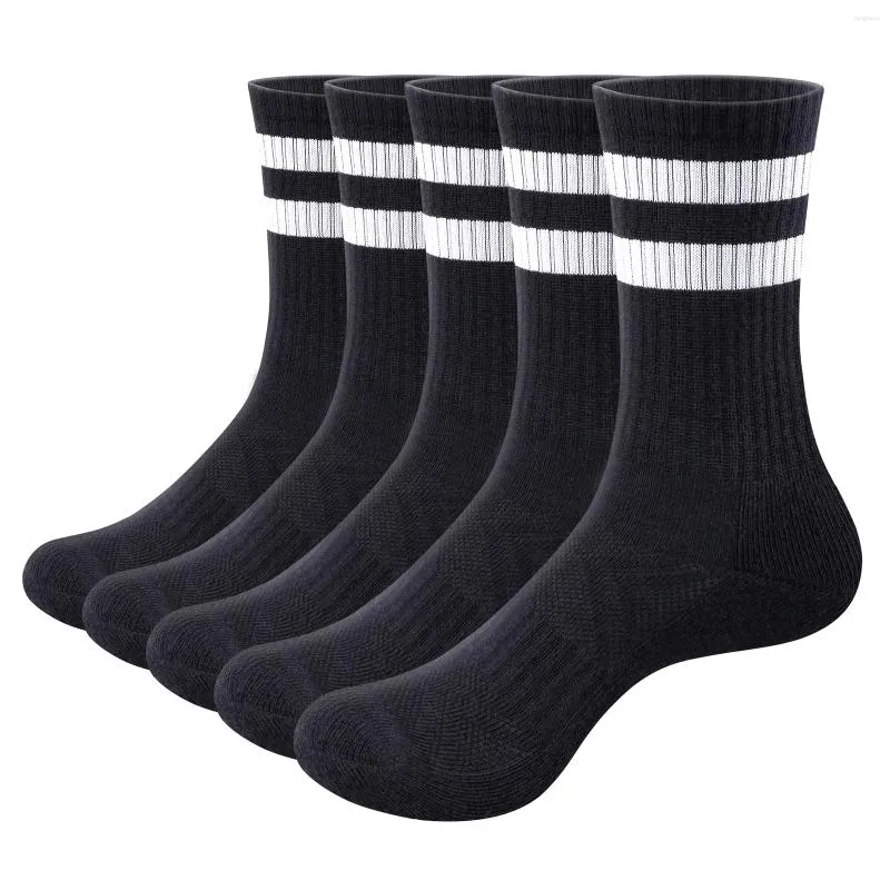 Chaussettes de sport Yuege Men's Humiture Contrôle athlétique Coton Coton Runchaged Golf Tennis Training Crew for Men 37-46 5 Pairs / Pack