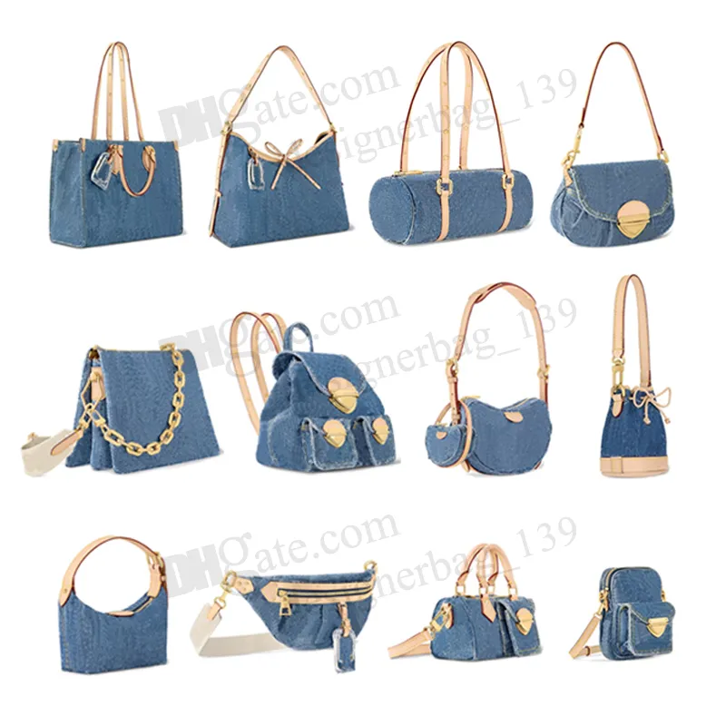 Designer bag vintage denim bag women cross body Luxury handbags Hobo Shoulder Bags high quality Blue Denim flower messenger purses