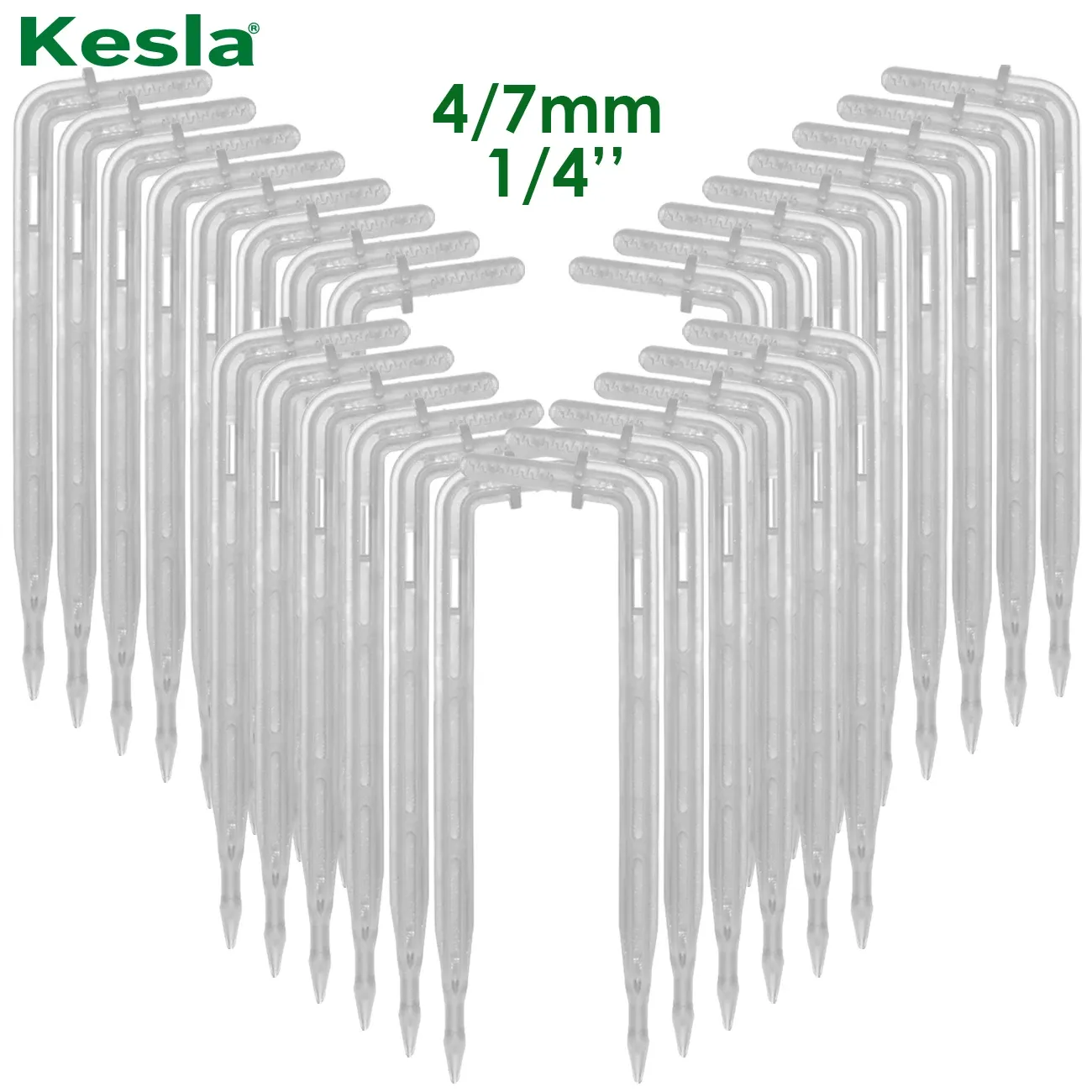 Decorazioni Kesla 50x freccia di piega trasparente 1/4 '' 4/7 mm Dripper Drip Drip Emettitore Water Salvaling Garden Sprinkler Micro Irrigazione serra