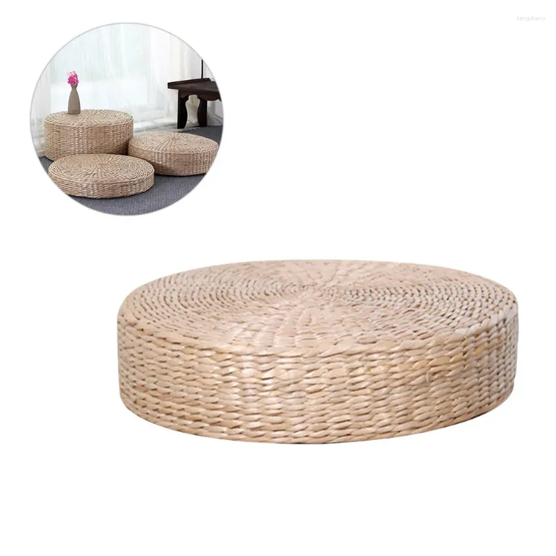 Cercle d'oreiller jetez le Japon Window Yoga méditant la baie tissée à la main tissage de paille tatami tissage en bois