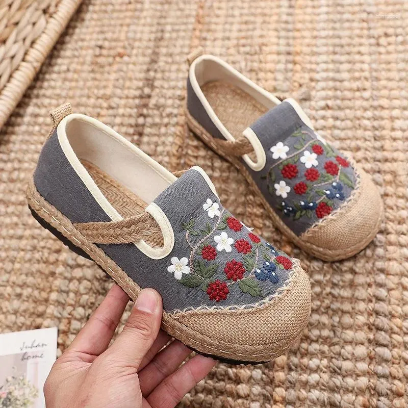 Casual Shoes Comemore 2024 Women Linen Canvas Retro Bohemian Slip-on Flat Comfortable Loafers Ladies Embroidered Sneakers