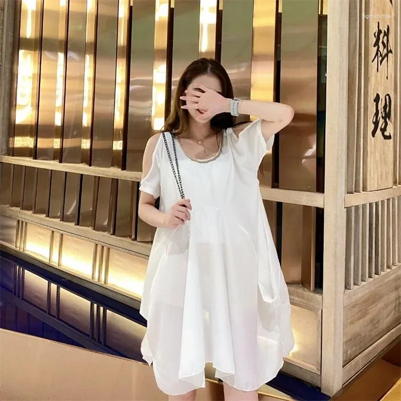 Abiti per feste 2024 Summer Fashion First Love Dress Solid French Chiffon Off Show Sweet Salt Fairy