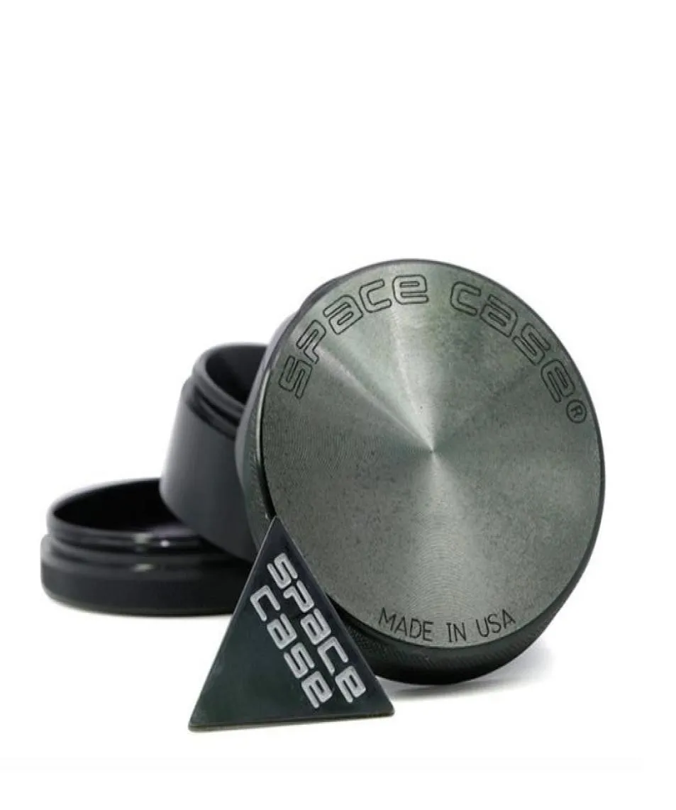 Space Case Grinders Herb Grinder 4 Piece 63 mm Tobacco Spacecase Grinders With Triangle Scraper Aluminium Matériau en alliage noir Silv1448629