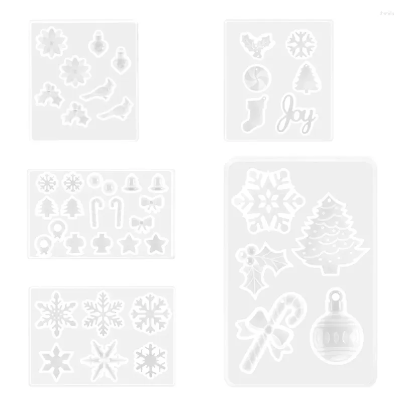 Keychains 5 pièces de la résine de Noël Moules de flocon de neige silicone pour l'ornement de la maison