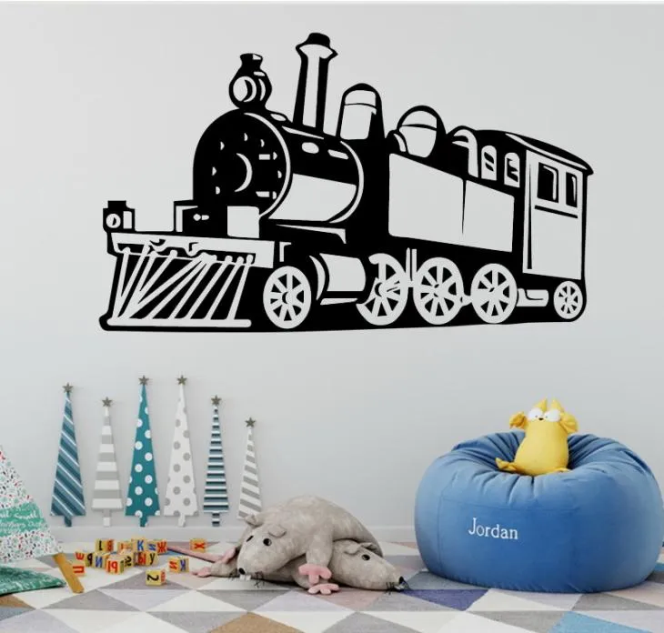Adesivi da parete del treno a vapore claasico rimovibile per la decalcomania del treno decorazione soggiorno per ragazzi poster murale per ragazzi 3225868