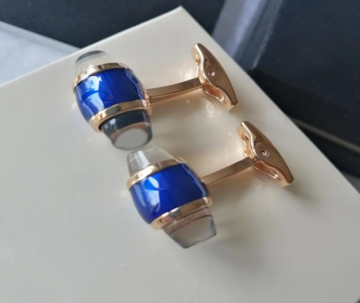 LM32 Дизайнерские манжеты Links для мужчин французская рубашка запонки Blue Resin Luxury Design Высококачественный топ подарок 8646372