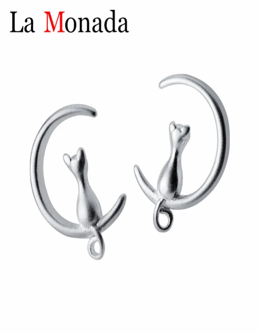 Nytt mode 100 925 Sterling Silver Small Cute Animal Moon Cat Stud örhängen Kvinnor Girls Kids Ear Jewelry Gift7629404